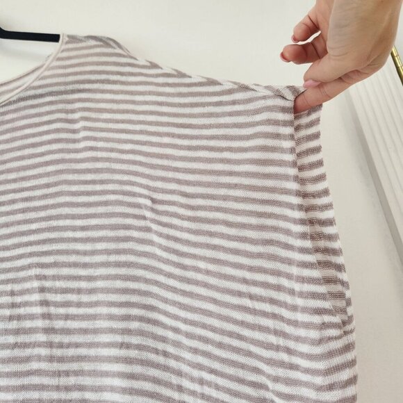 Eileen Fisher 100% Linen Striped Beige Tunic Lightweight Blouse Top Oversize S - Picture 4 of 8